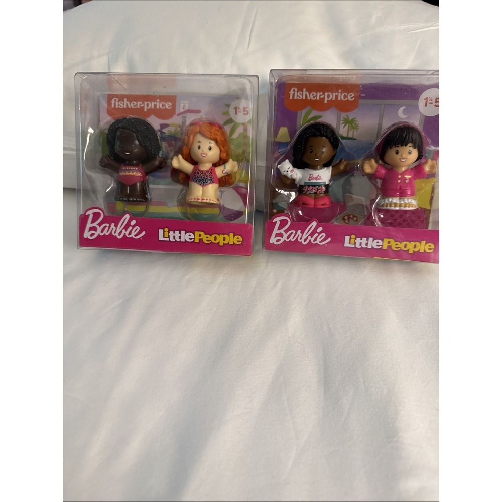 2 Packs Of 2 Fischer-Price Little People Barbie Sleepover Sets 2.5-Inch Tall.